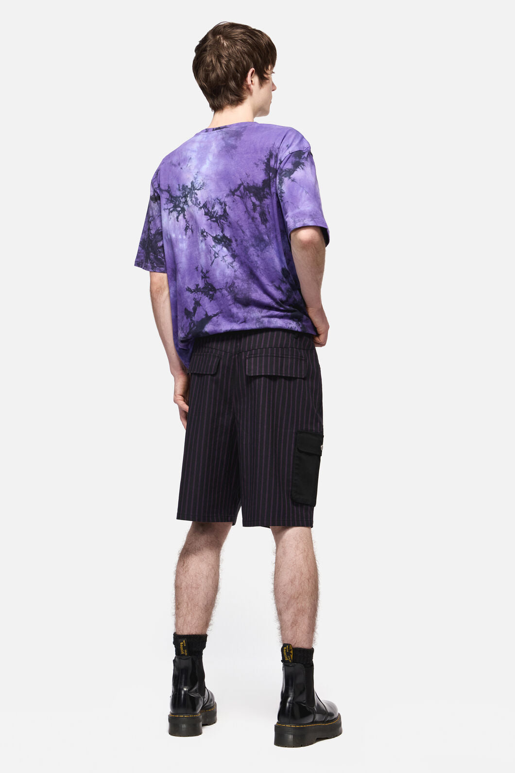 Black Friday - Sabrina Pinstripe Cargo Short - black-purple