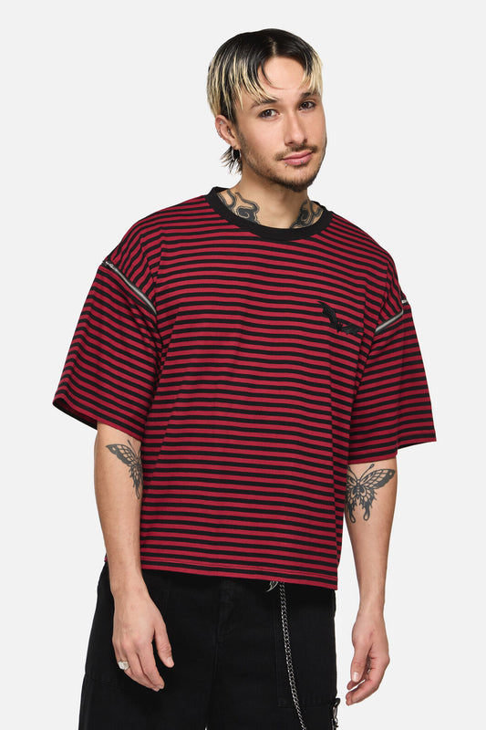 Black Friday - Batz Zip Sleeve Goth Tee - black-red