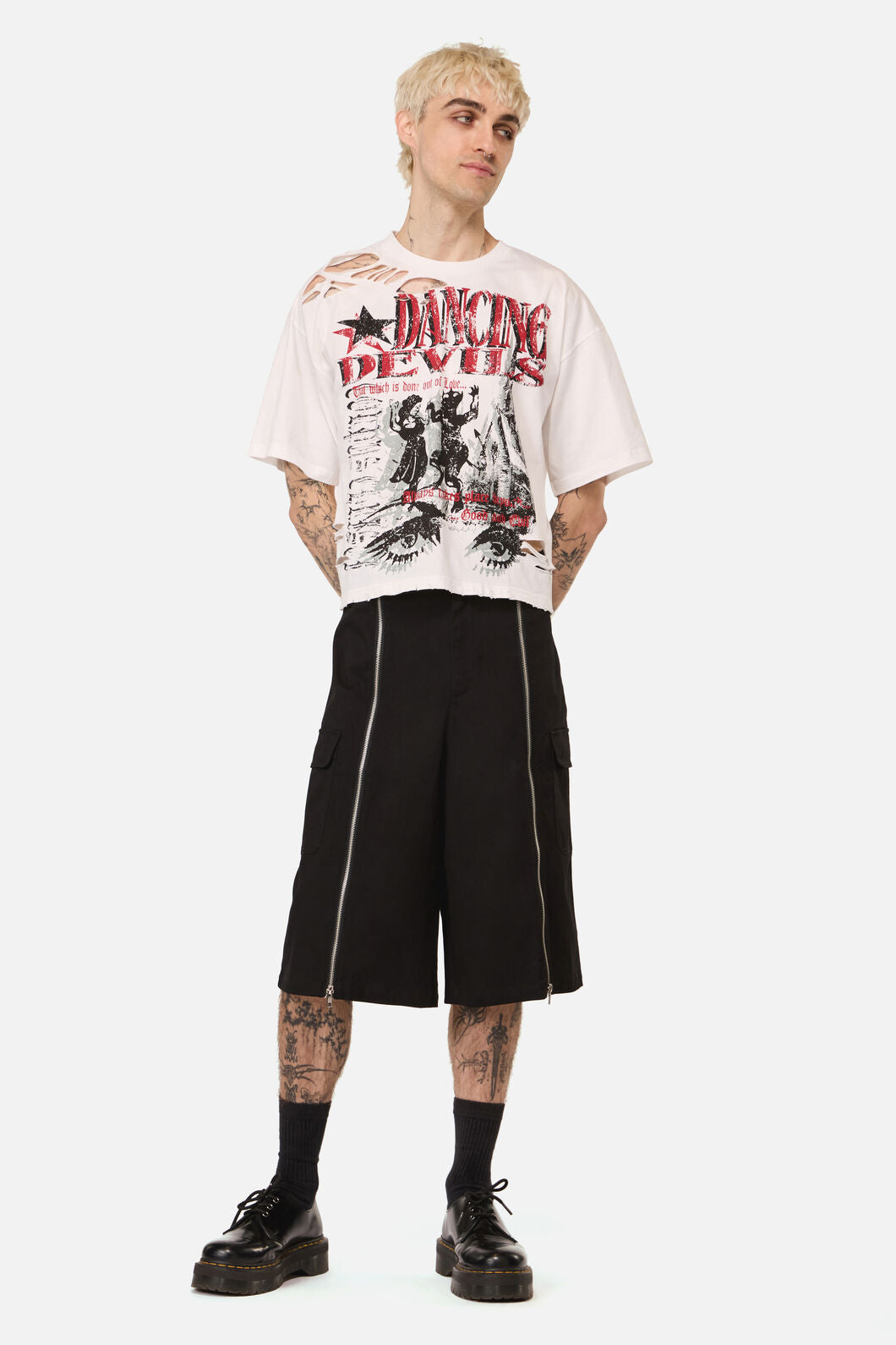 Black Friday - Distressed Graphic Print Tee - cream