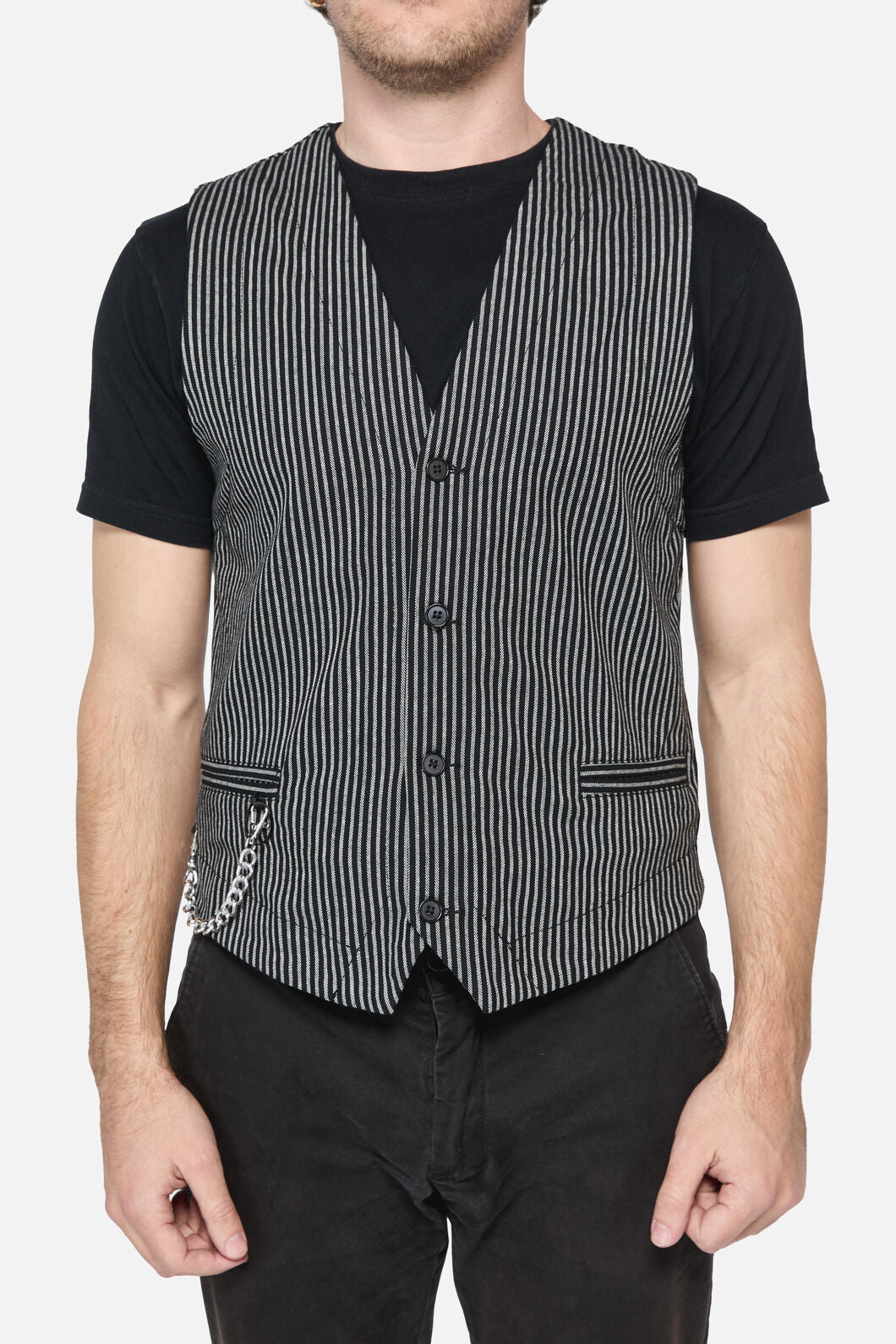 Black Friday - Gomez Pin Stripe Vest - black-white