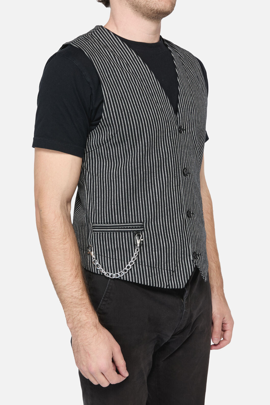 Black Friday - Gomez Pin Stripe Vest - black-white