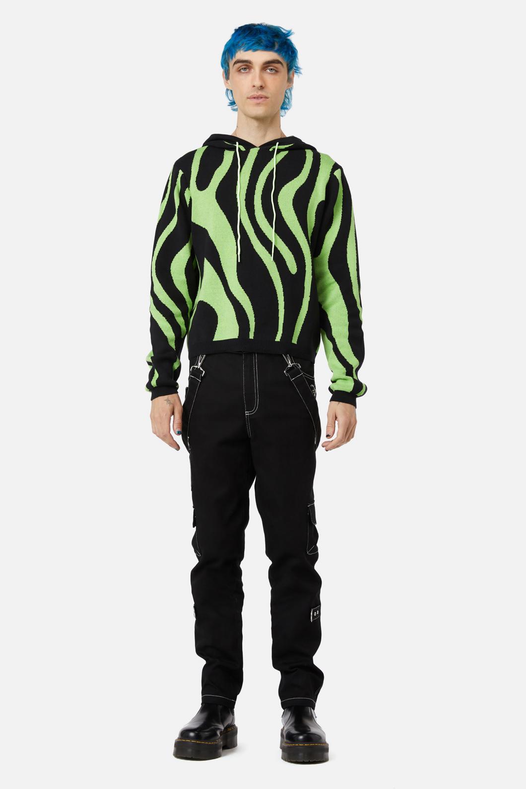 Black Friday - Ghost Wave Knit Hoodie - black-green
