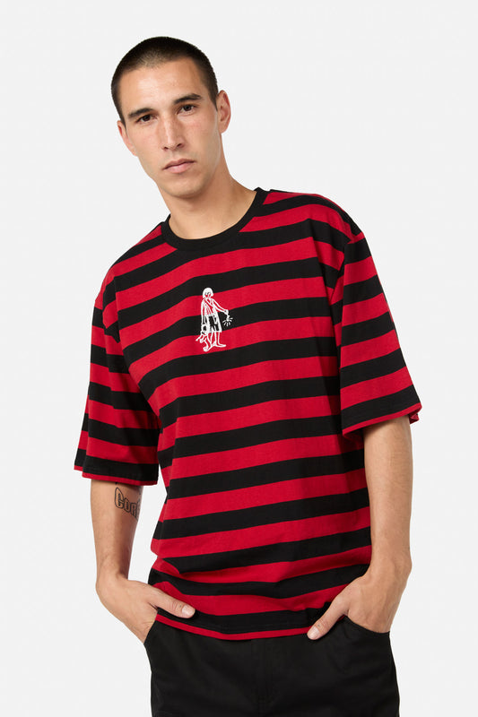 Black Friday - Virtue Stripe Tee - black-red