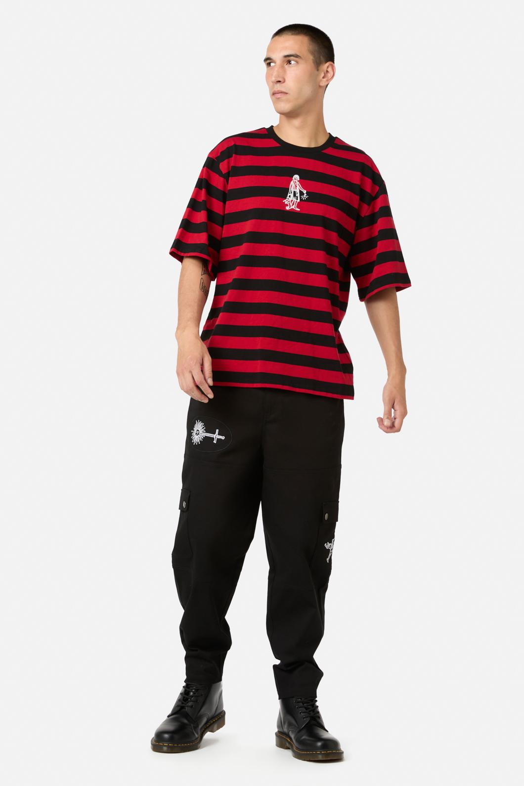 Black Friday - Virtue Stripe Tee - black-red
