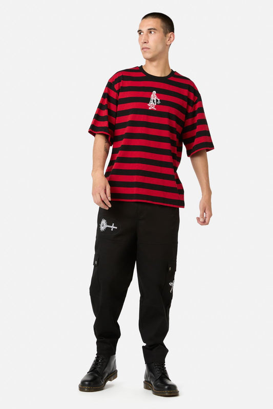 Black Friday - Virtue Stripe Tee - black-red