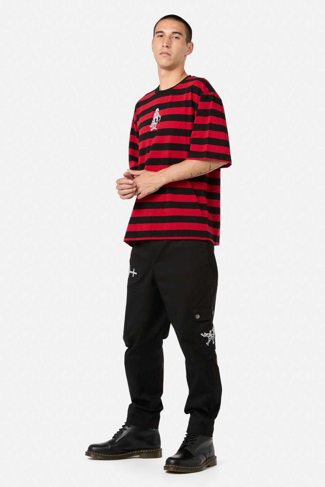 Black Friday - Virtue Stripe Tee - black-red