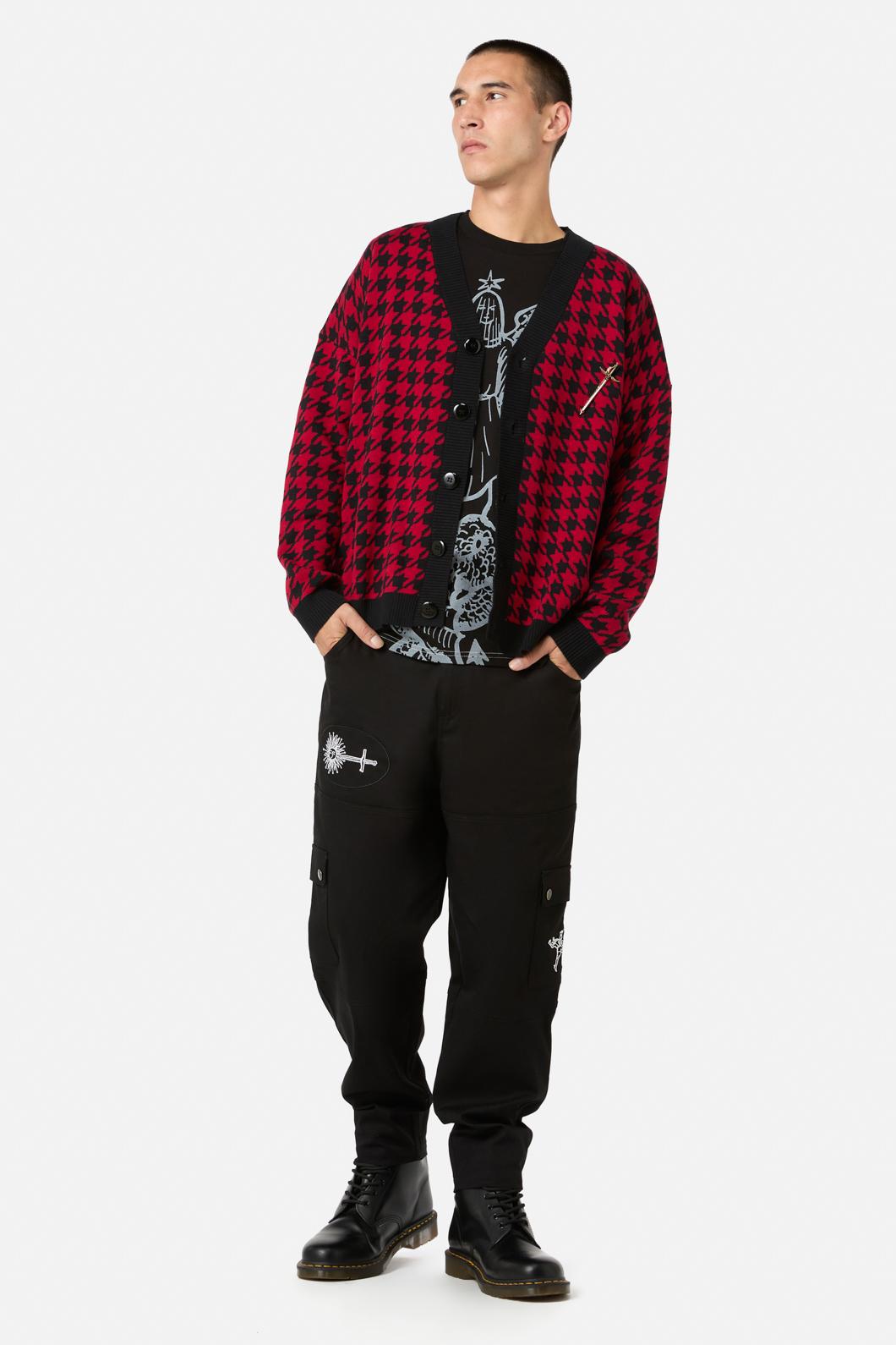Black Friday - Virtue Houndstooth Cardi - red-black