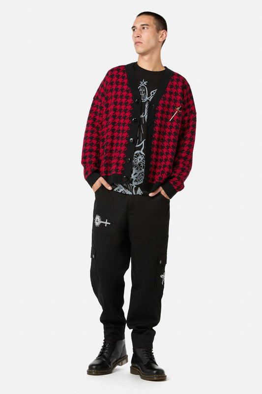 Black Friday - Virtue Houndstooth Cardi - red-black