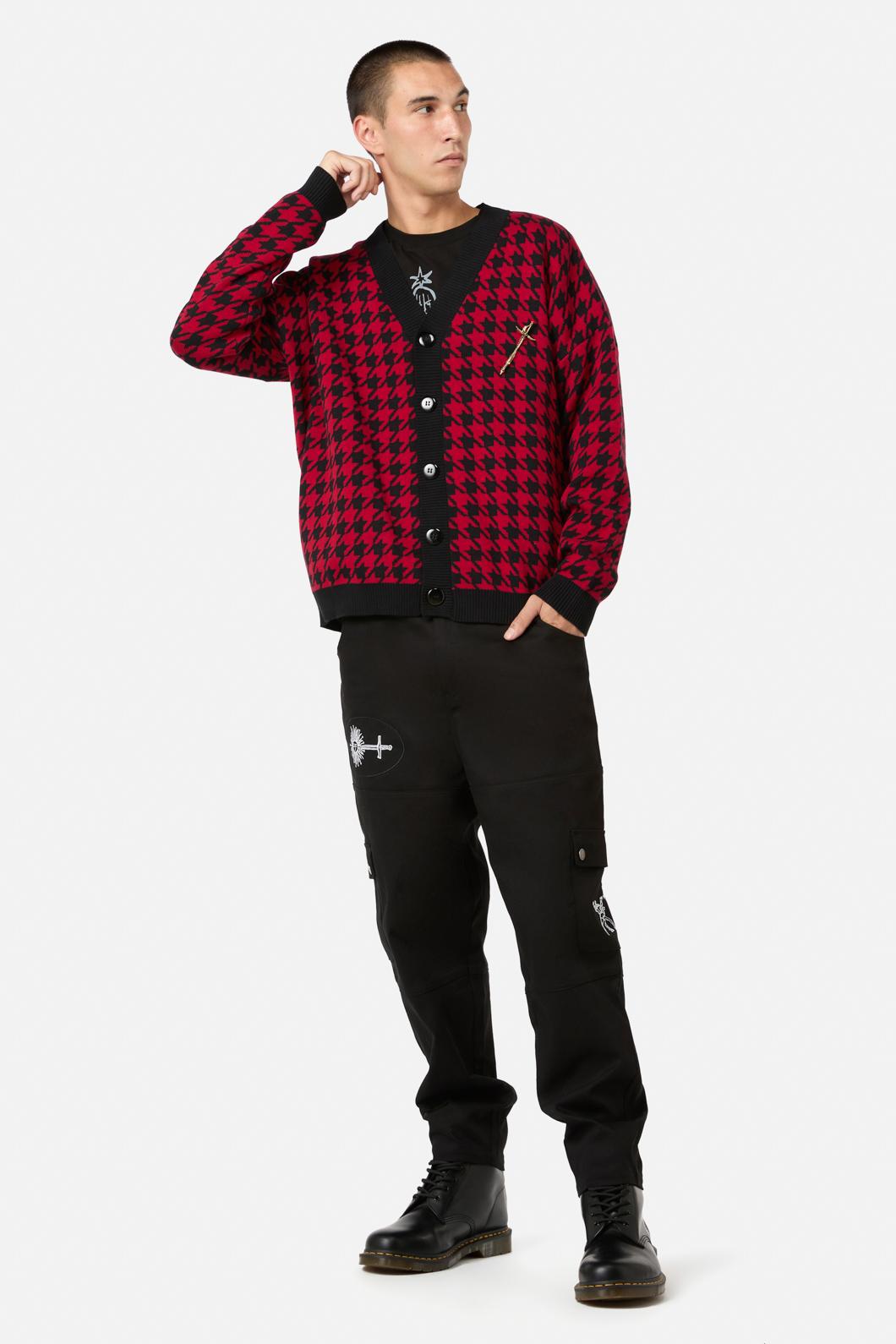 Black Friday - Virtue Houndstooth Cardi - red-black