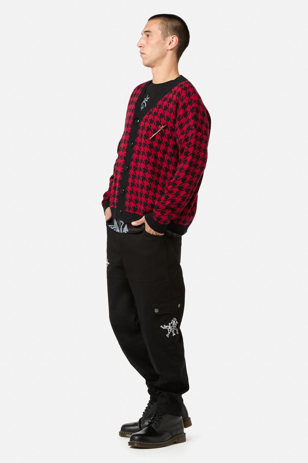 Black Friday - Virtue Houndstooth Cardi - red-black