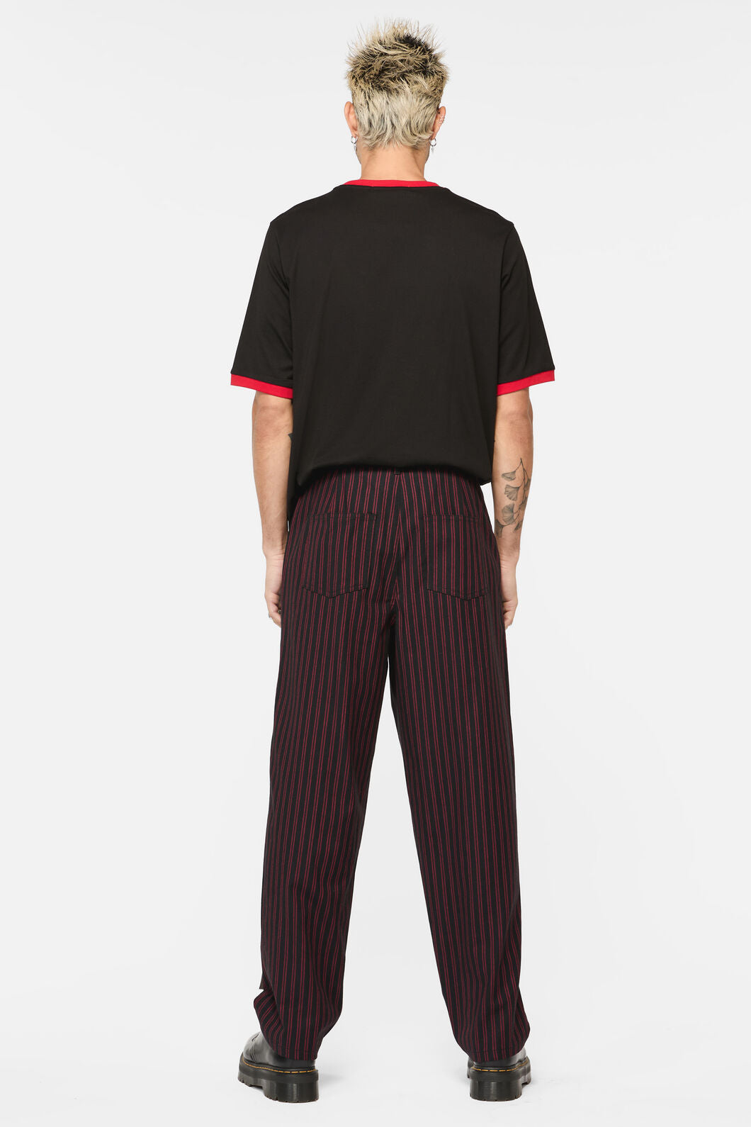 Black Friday - Undead Pin Stripe Patch Pants - black-red