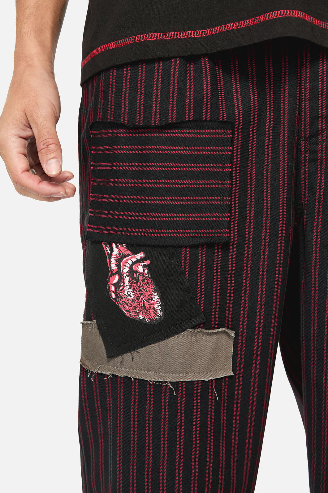 Black Friday - Undead Pin Stripe Patch Pants - black-red