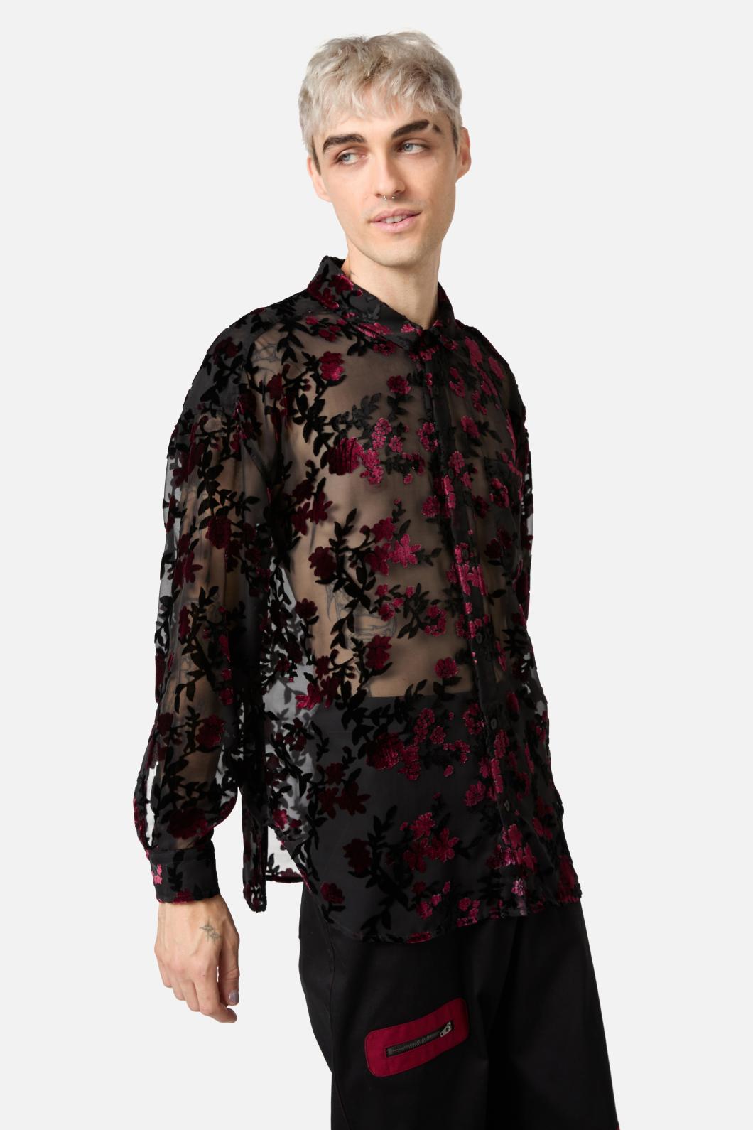 Black Friday - Lush Burnout Velvet LS Shirt - black