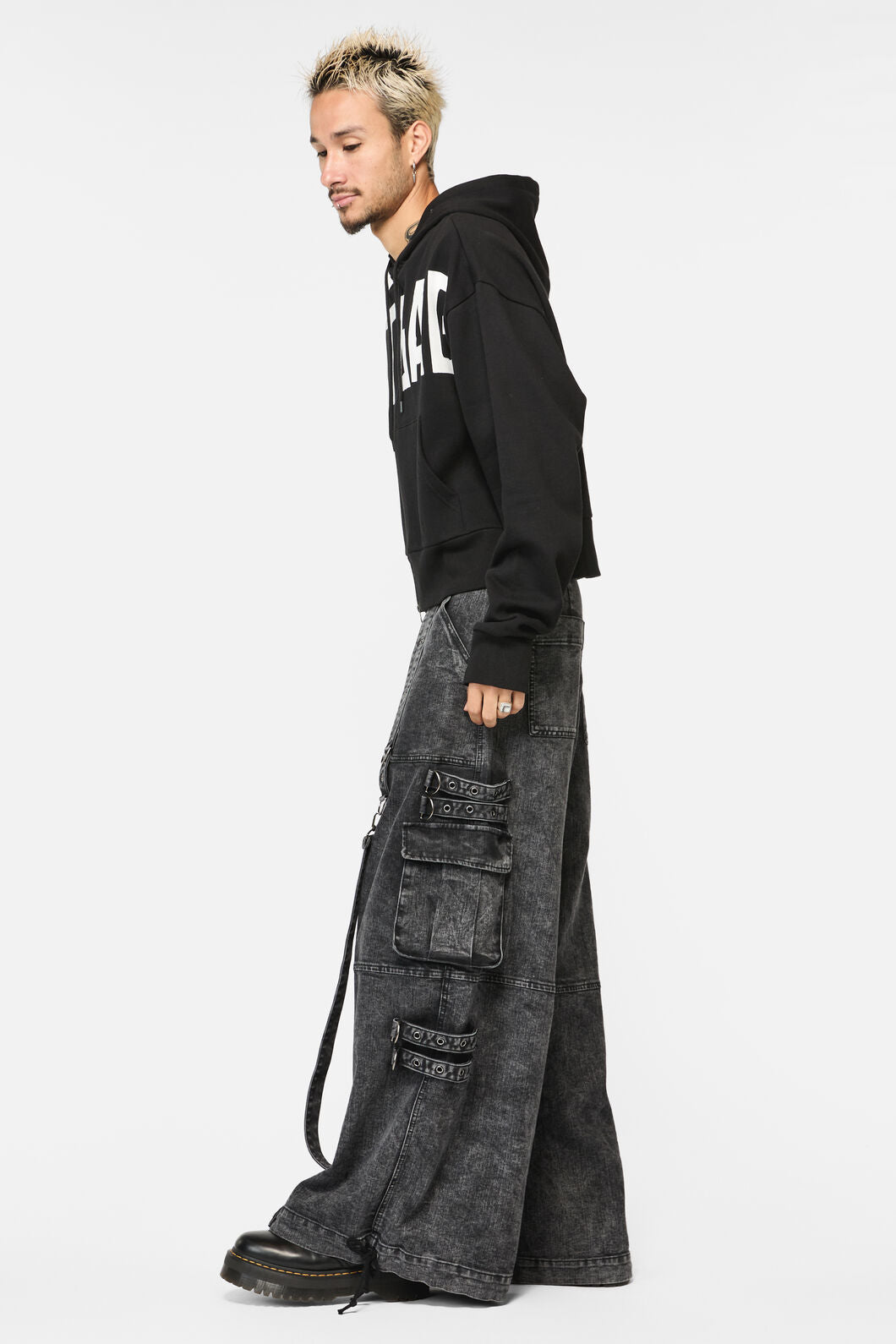 Black Friday - Ratbag Crop Grunge Hoodie - black