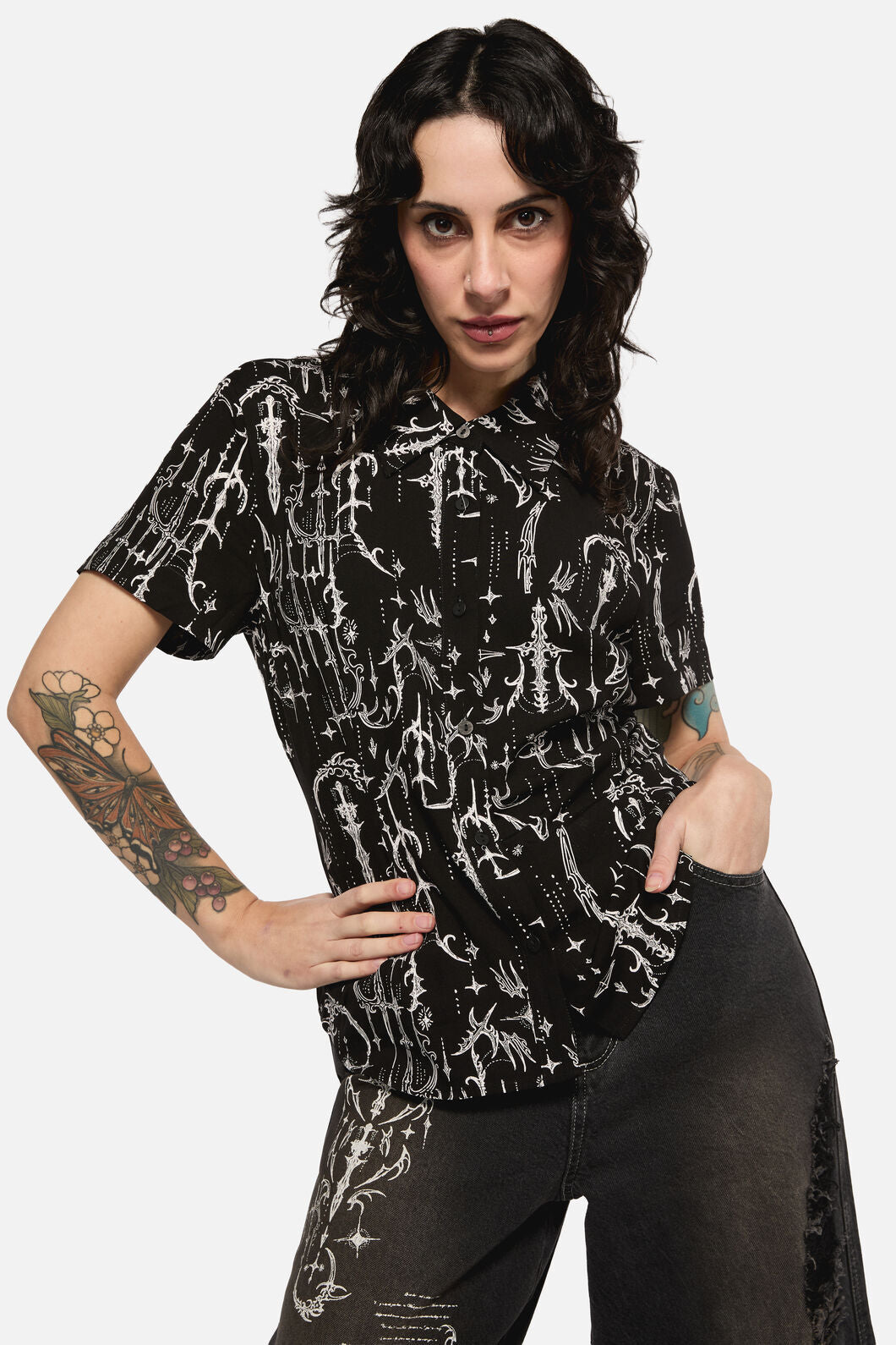 Black Friday - Cyber Print Viscose Blouse - black