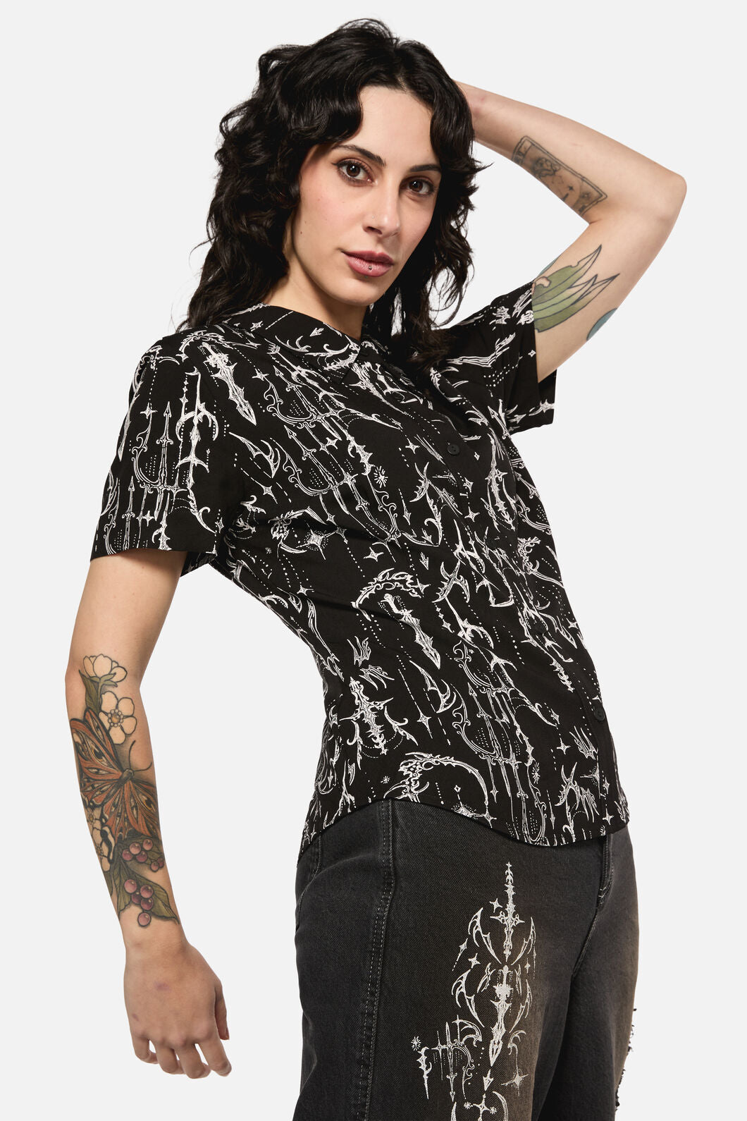 Black Friday - Cyber Print Viscose Blouse - black
