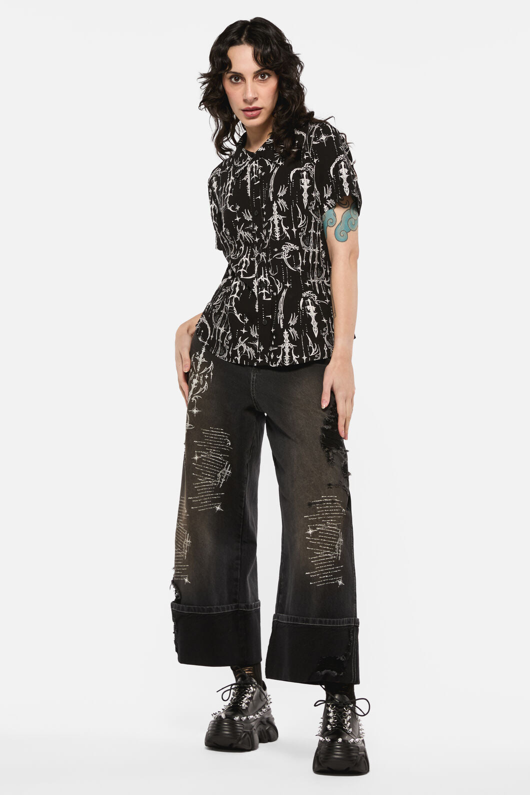 Black Friday - Cyber Print Viscose Blouse - black