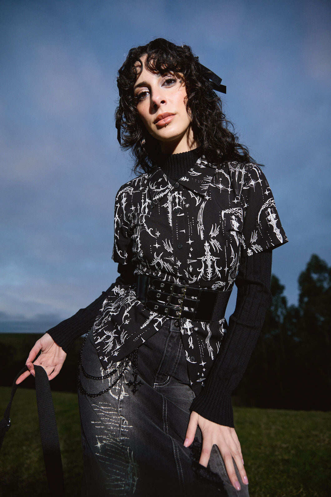 Black Friday - Cyber Print Viscose Blouse - black