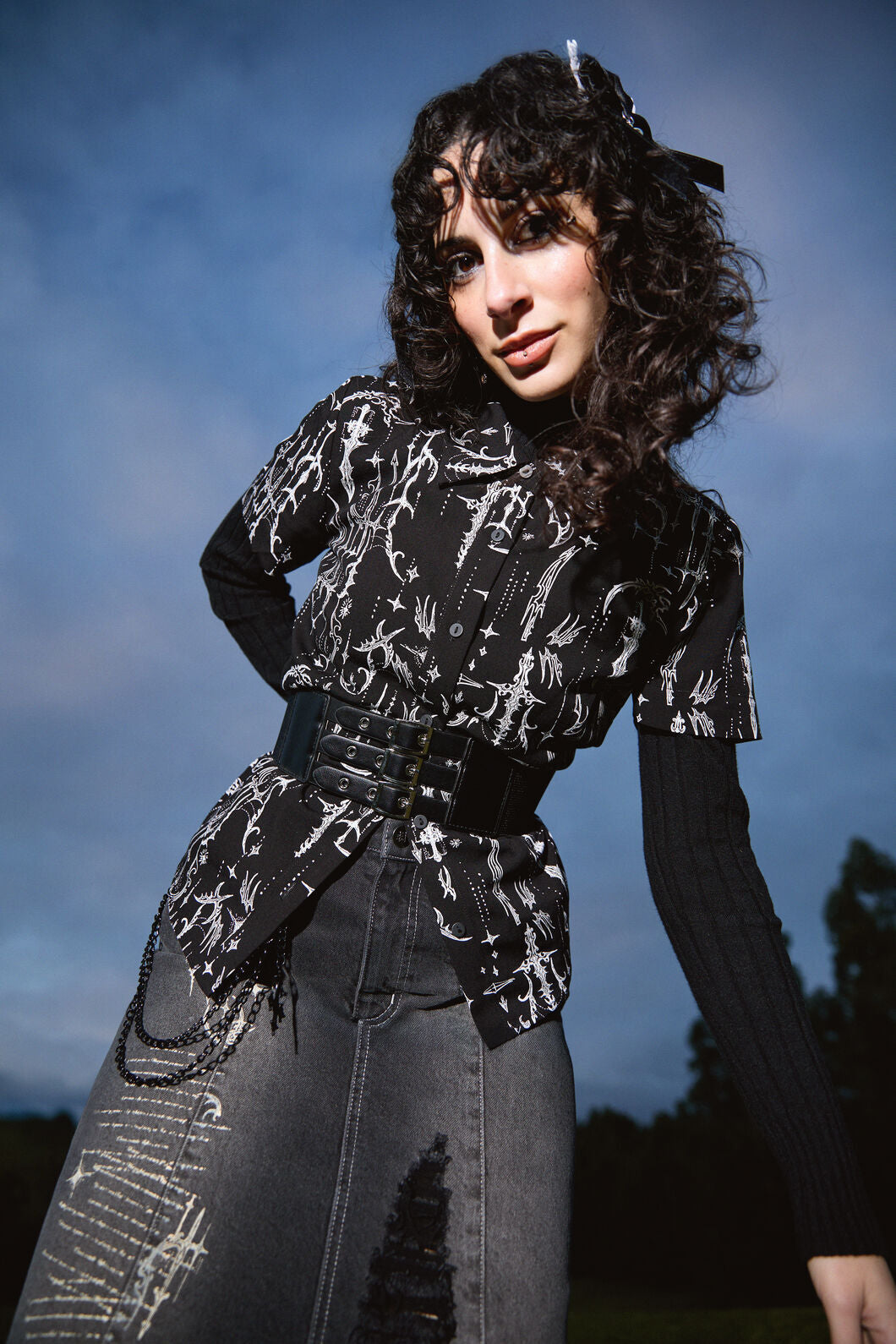Black Friday - Cyber Print Viscose Blouse - black
