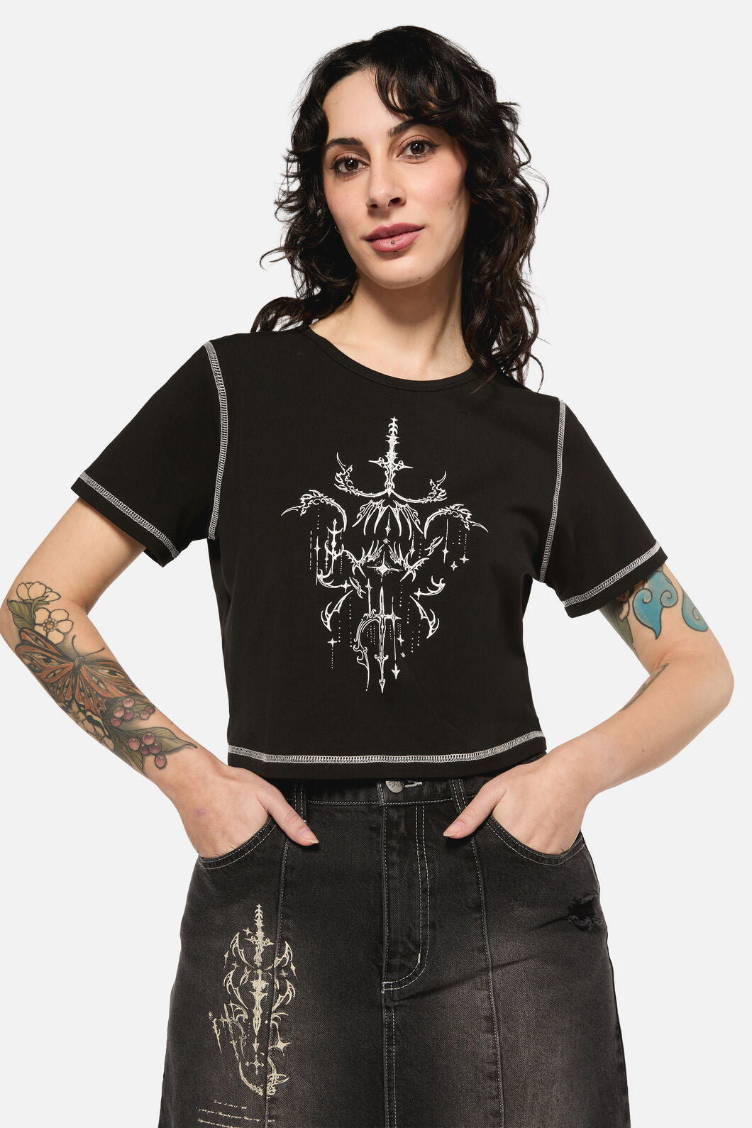 Black Friday - Tech Cropped Baby Tee - black