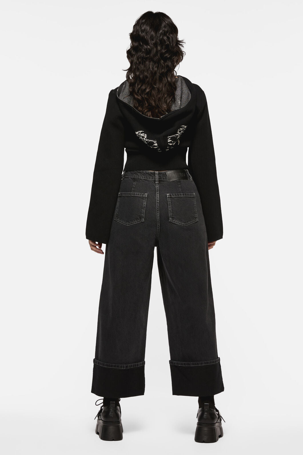 Black Friday - Sigil Distressed Wide Leg Jean - black