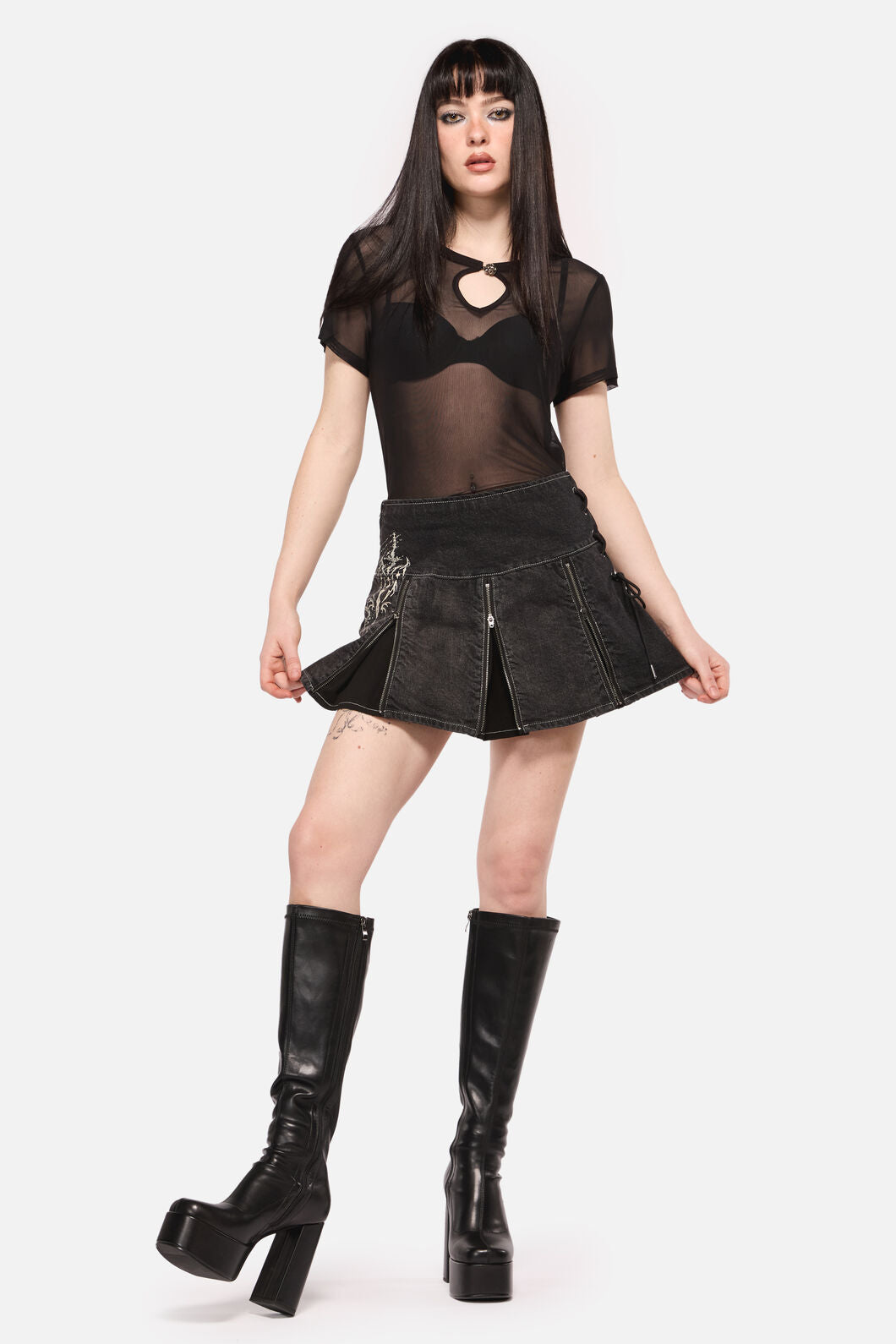 Black Friday - Sigil Denim Pleated Skort - black