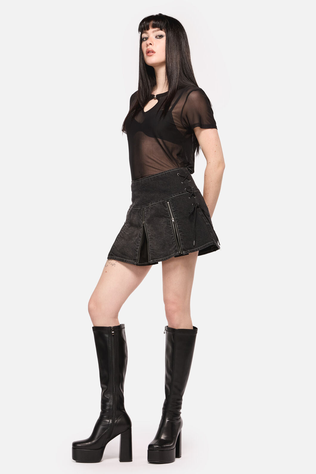 Black Friday - Sigil Denim Pleated Skort - black