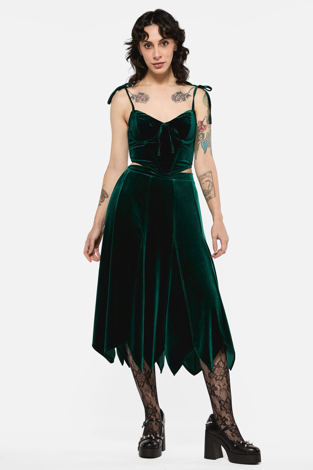 Black Friday - Keeper Of The WoodsVelvetSkirt - emerald
