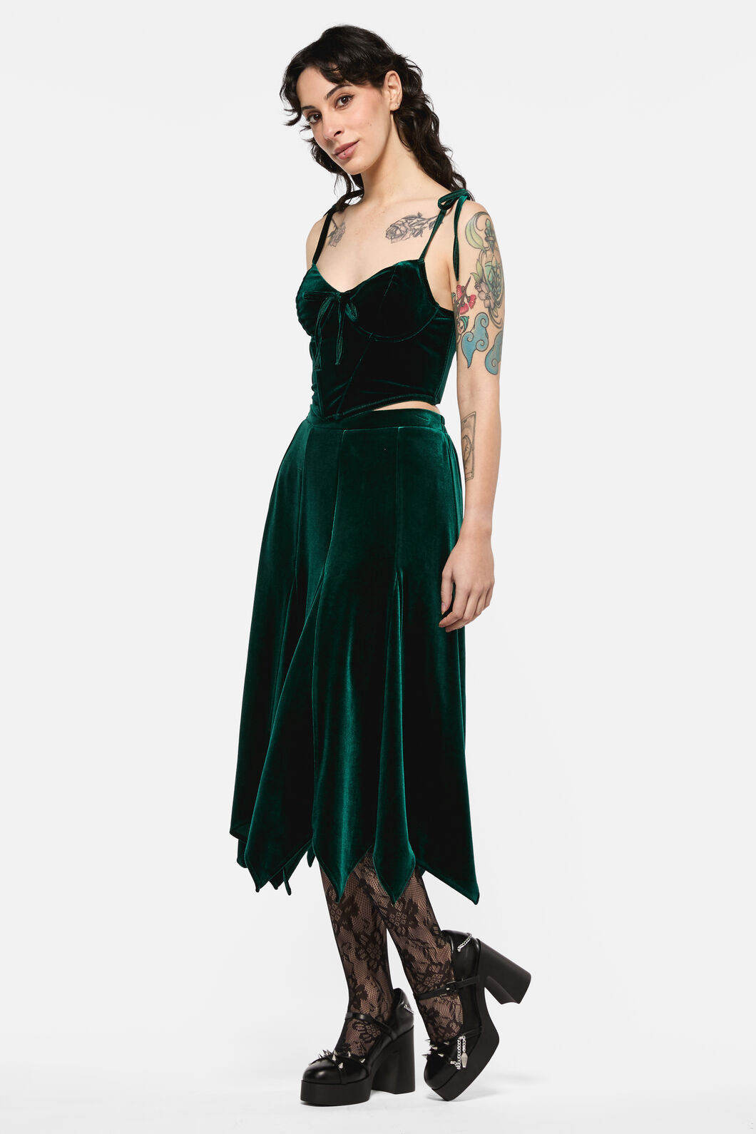 Black Friday - Keeper Of The WoodsVelvetSkirt - emerald