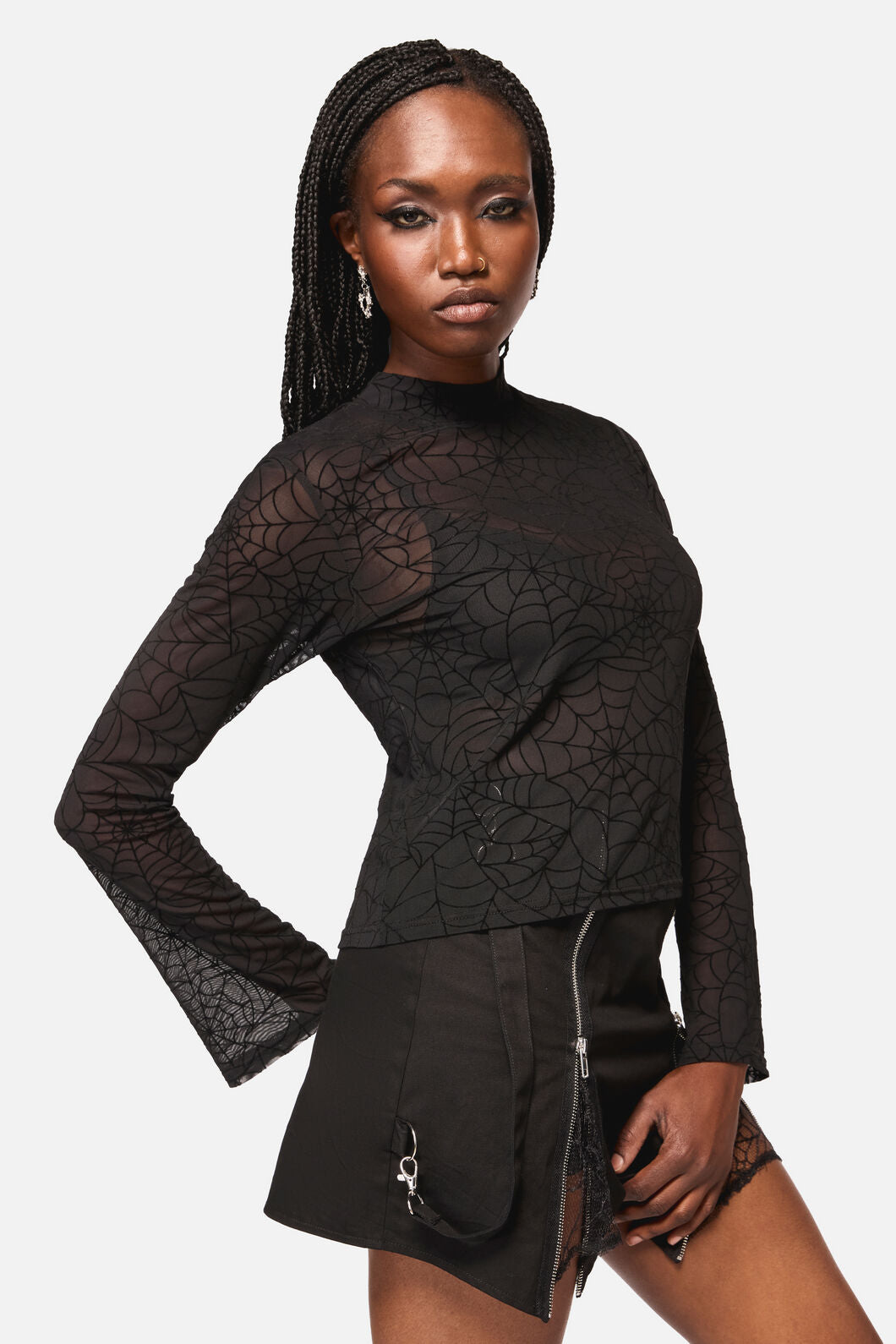 Black Friday - Web Flocked Mesh Top - black