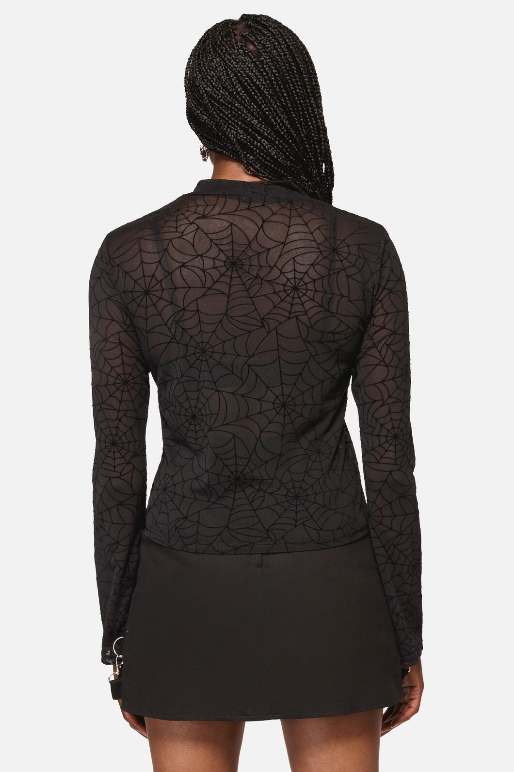 Black Friday - Web Flocked Mesh Top - black