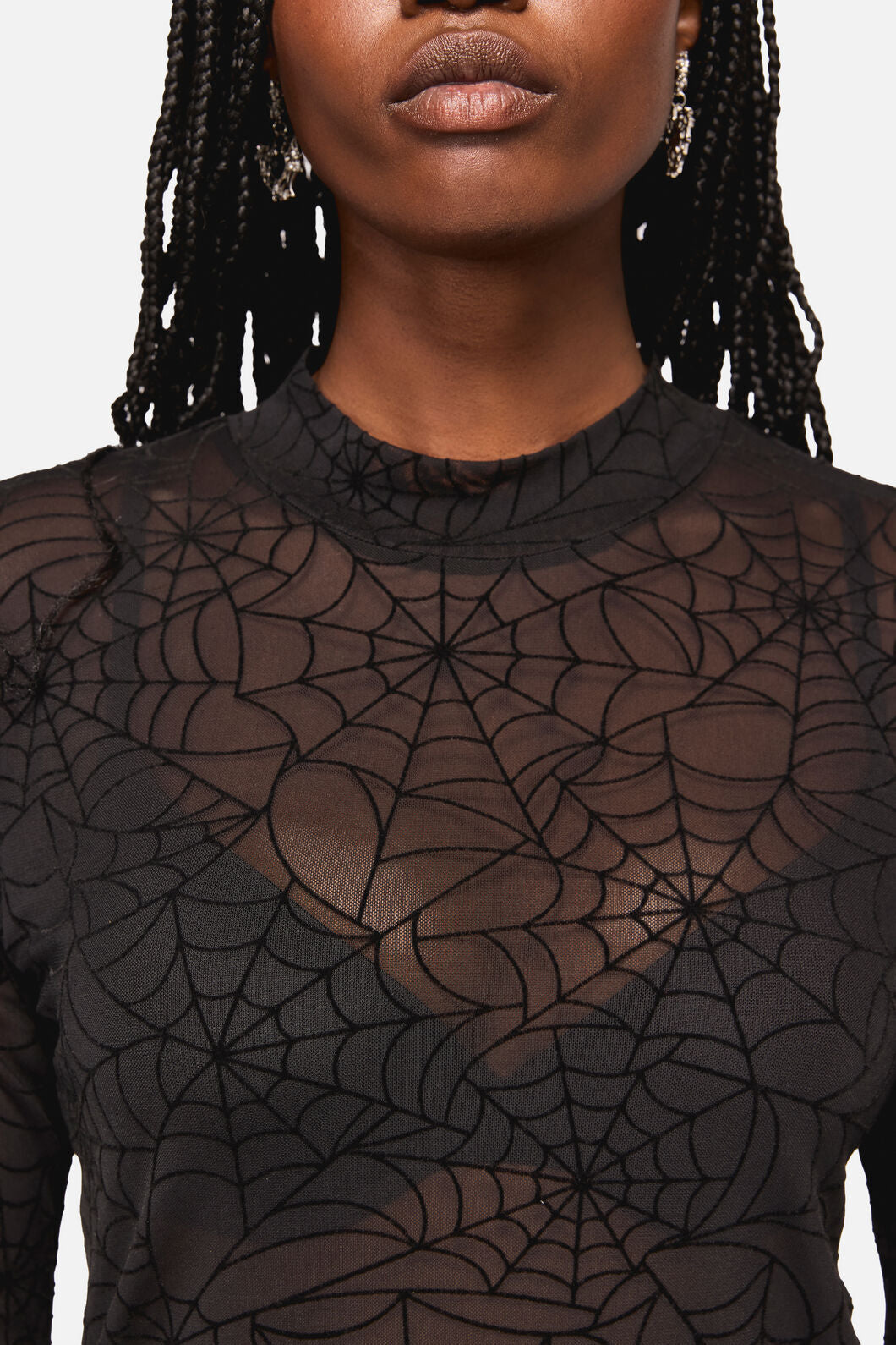 Black Friday - Web Flocked Mesh Top - black