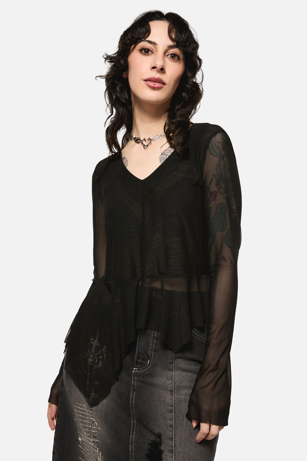 Black Friday - Crypt A-Symetrical Mesh Top - black