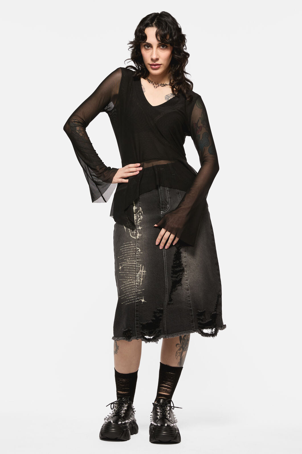 Black Friday - Crypt A-Symetrical Mesh Top - black