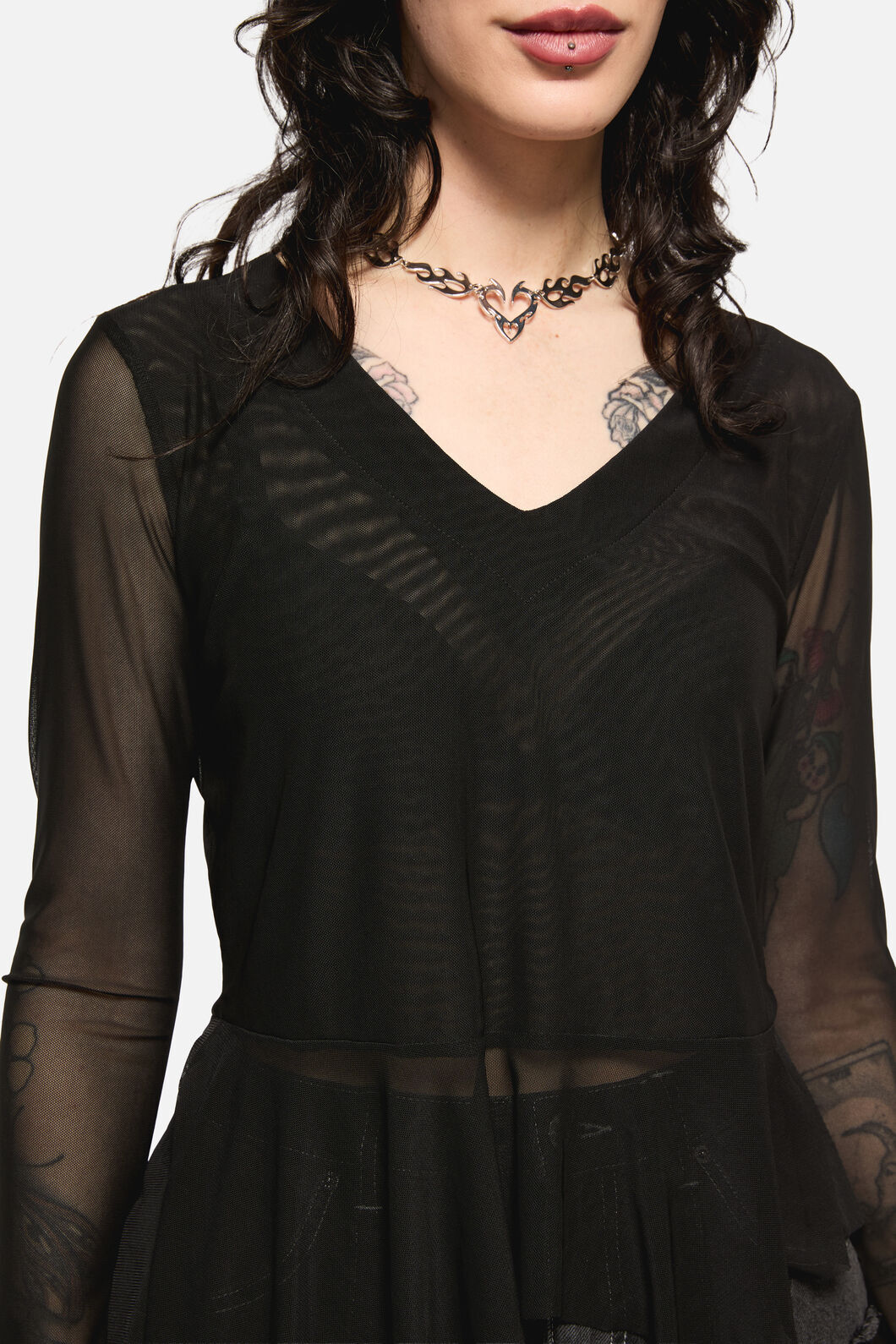 Black Friday - Crypt A-Symetrical Mesh Top - black