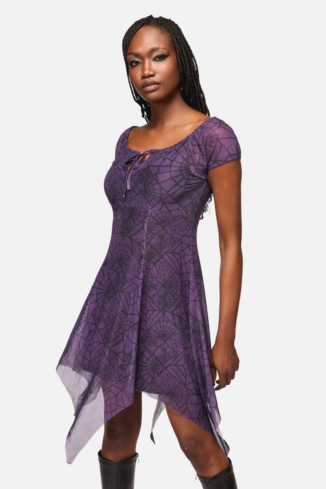 Black Friday - Window Web Gothic Dress - purple