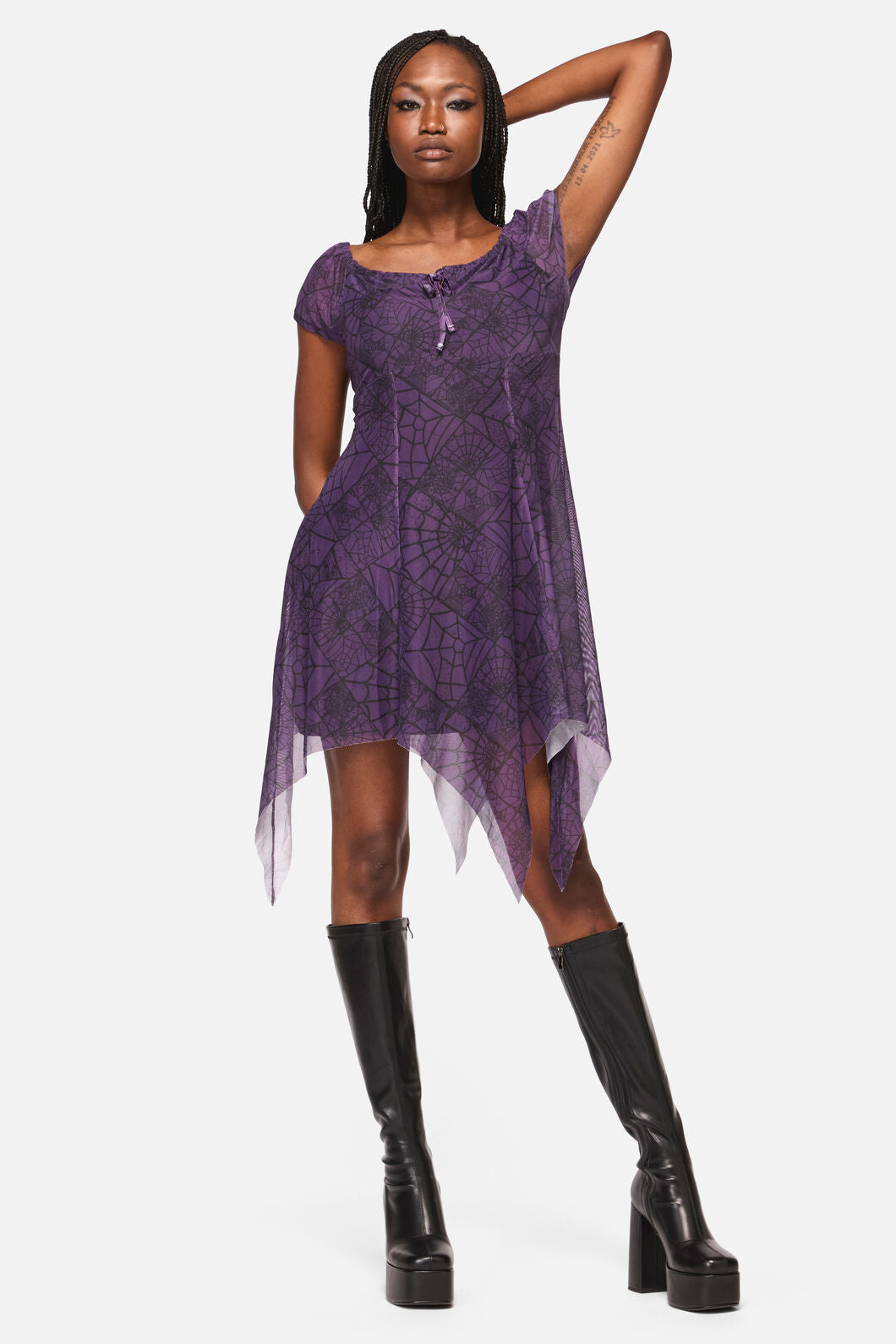 Black Friday - Window Web Gothic Dress - purple