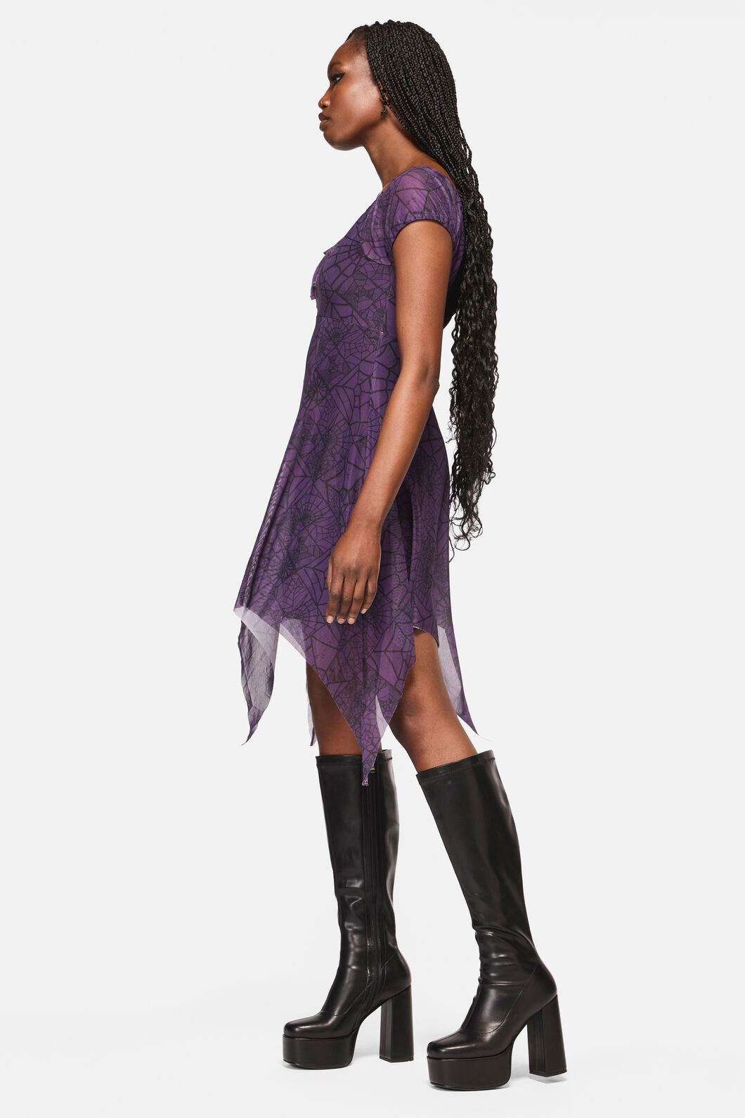 Black Friday - Window Web Gothic Dress - purple