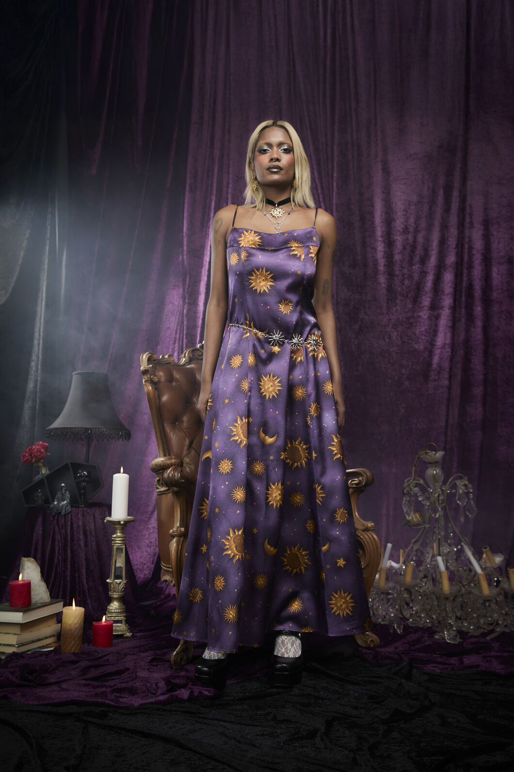 Black Friday - Cosmic Light Whimsy Goth Dress - purple