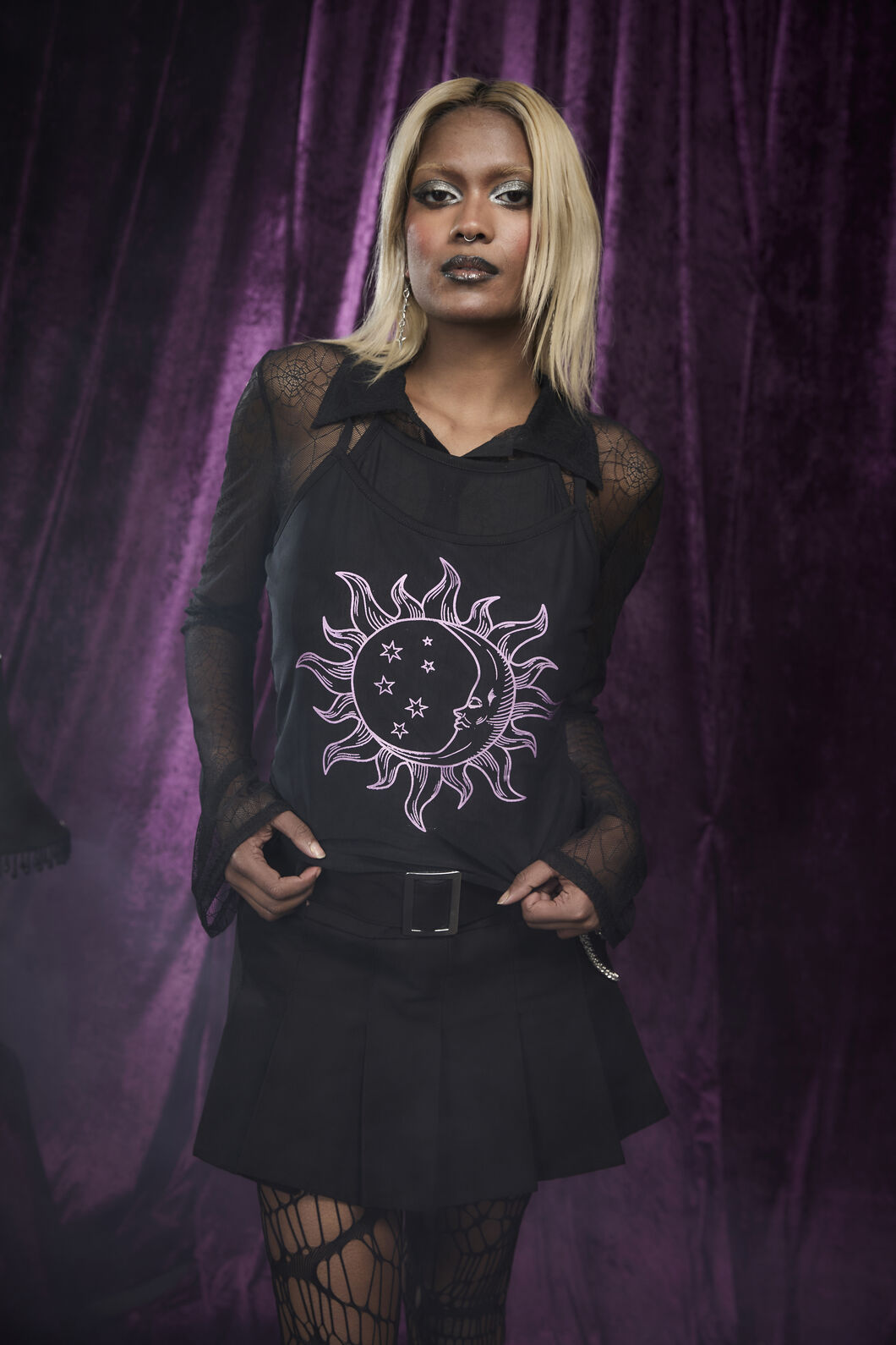 Black Friday - Cosmic Goth Mesh Tank Top - black-purple