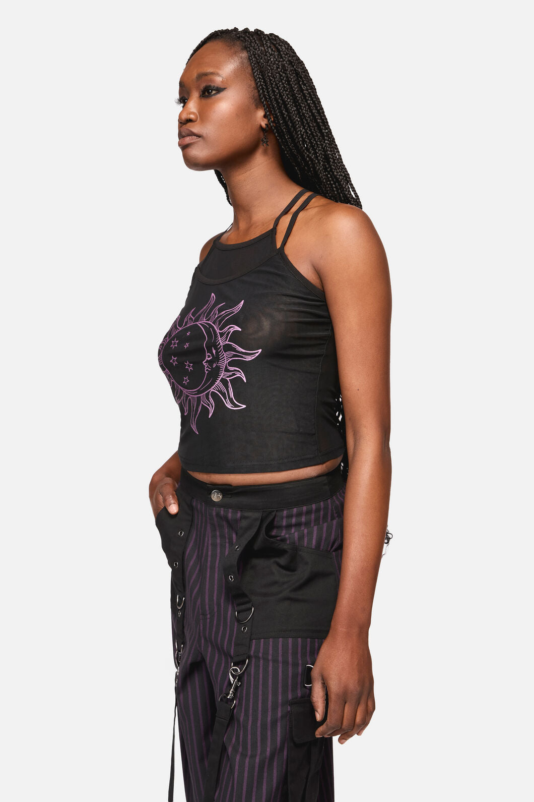 Black Friday - Cosmic Goth Mesh Tank Top - black-purple