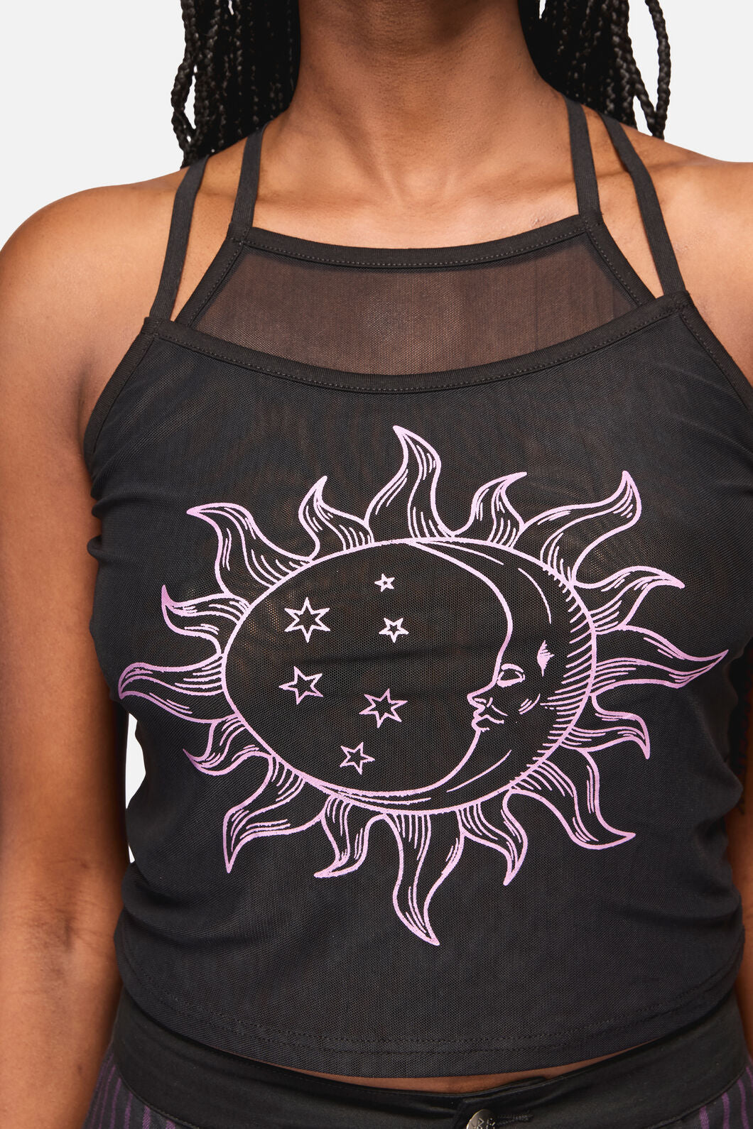 Black Friday - Cosmic Goth Mesh Tank Top - black-purple