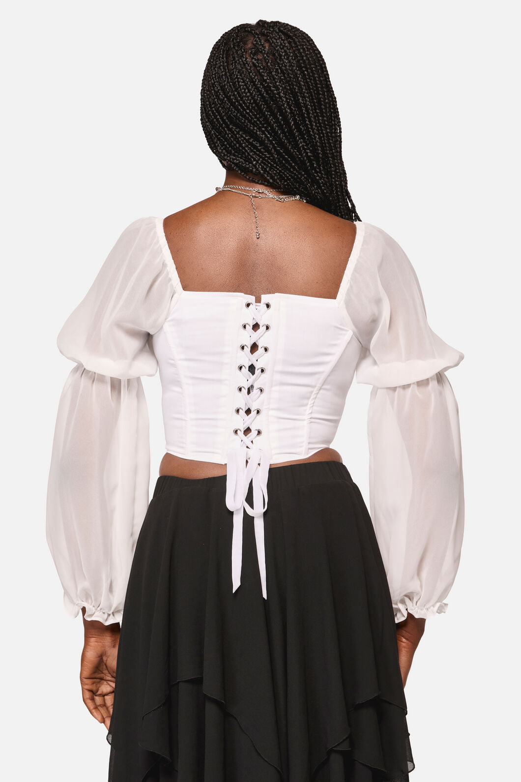 Black Friday - The Adorned RuffleCorsetBlouse - white