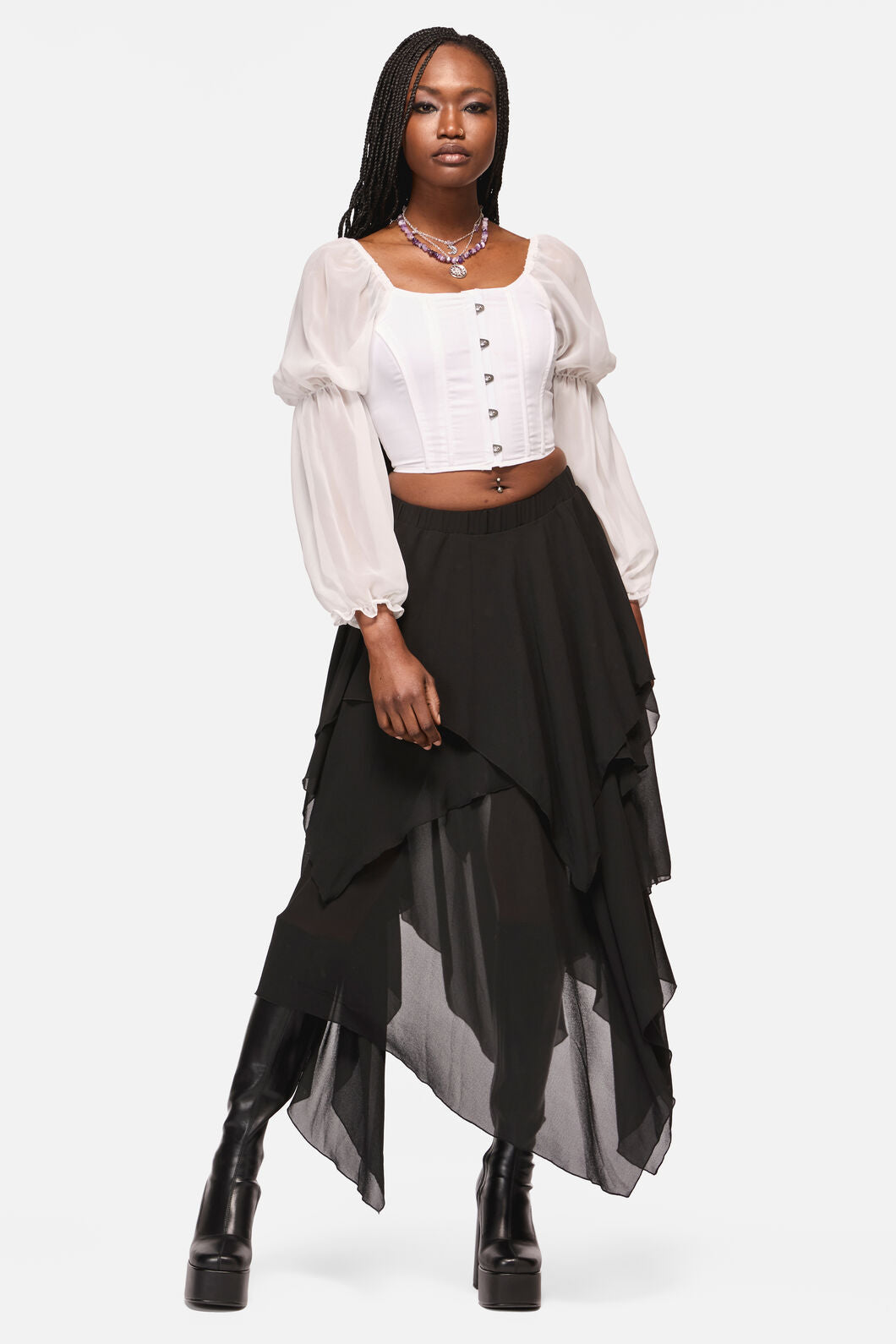 Black Friday - The Adorned RuffleCorsetBlouse - white