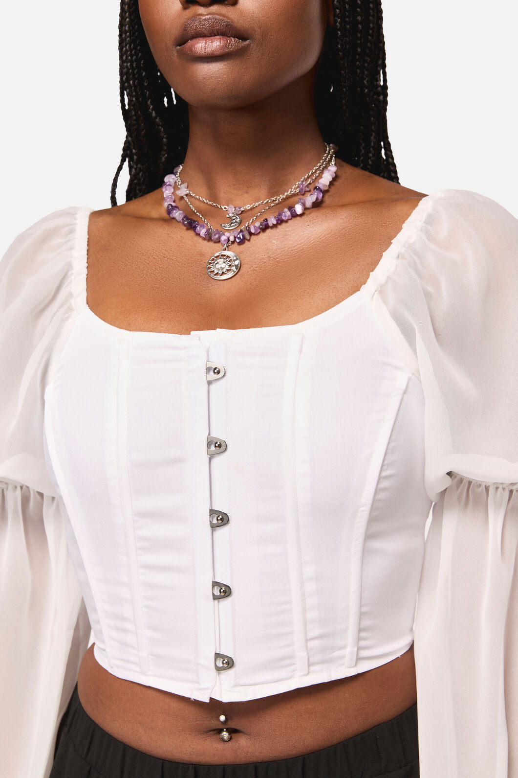 Black Friday - The Adorned RuffleCorsetBlouse - white