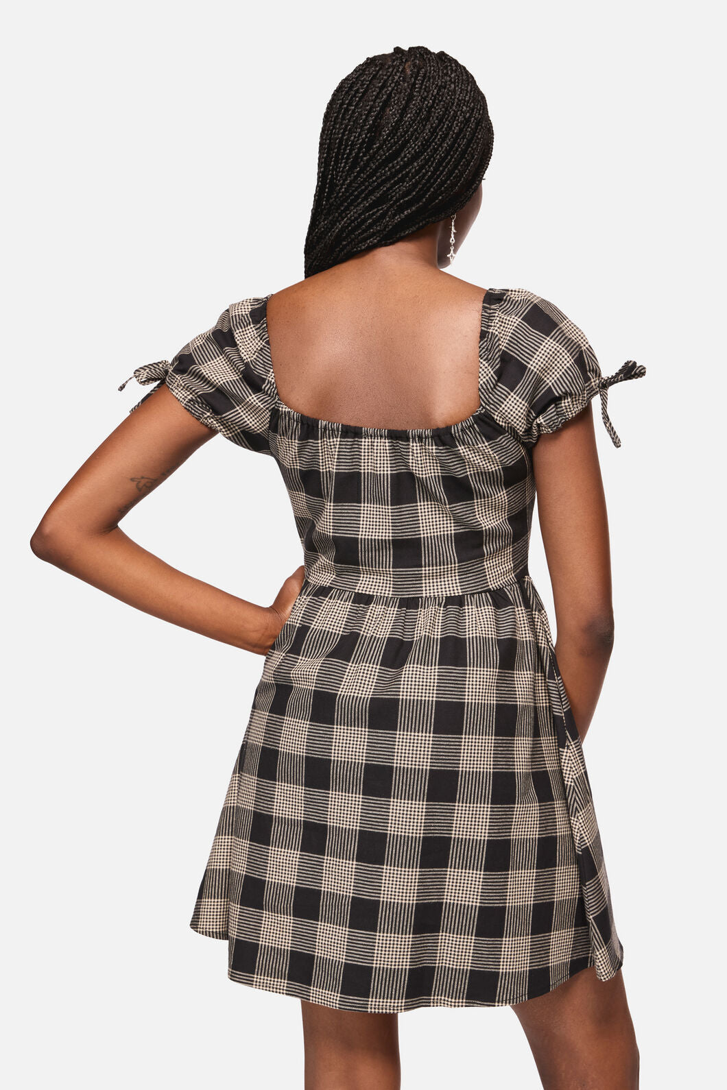 Black Friday - Crypt Check Babydoll Dress - black-beige