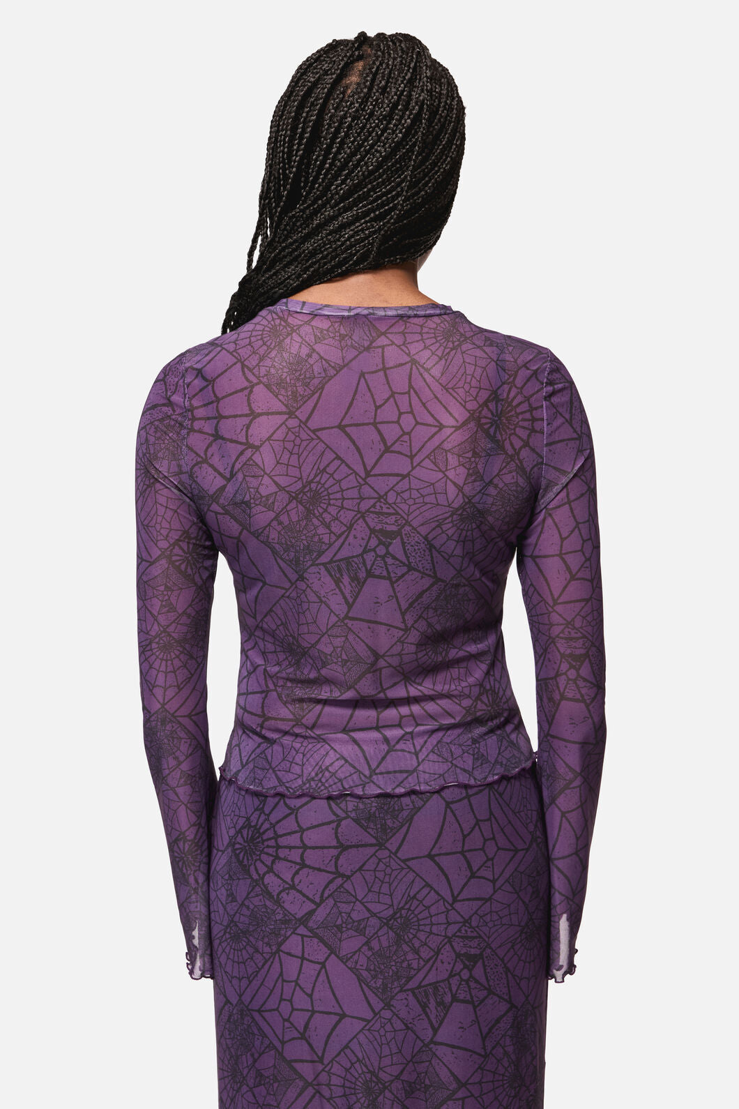Black Friday - Window Web Print Mesh Top - purple