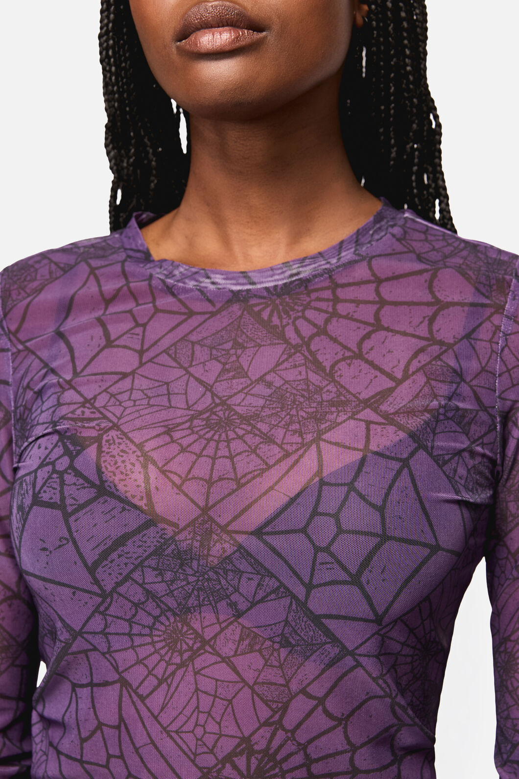 Black Friday - Window Web Print Mesh Top - purple