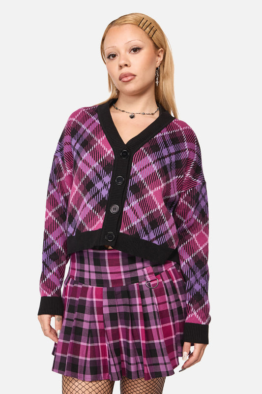 Black Friday - Predictions Tartan Cardigan - plum-black