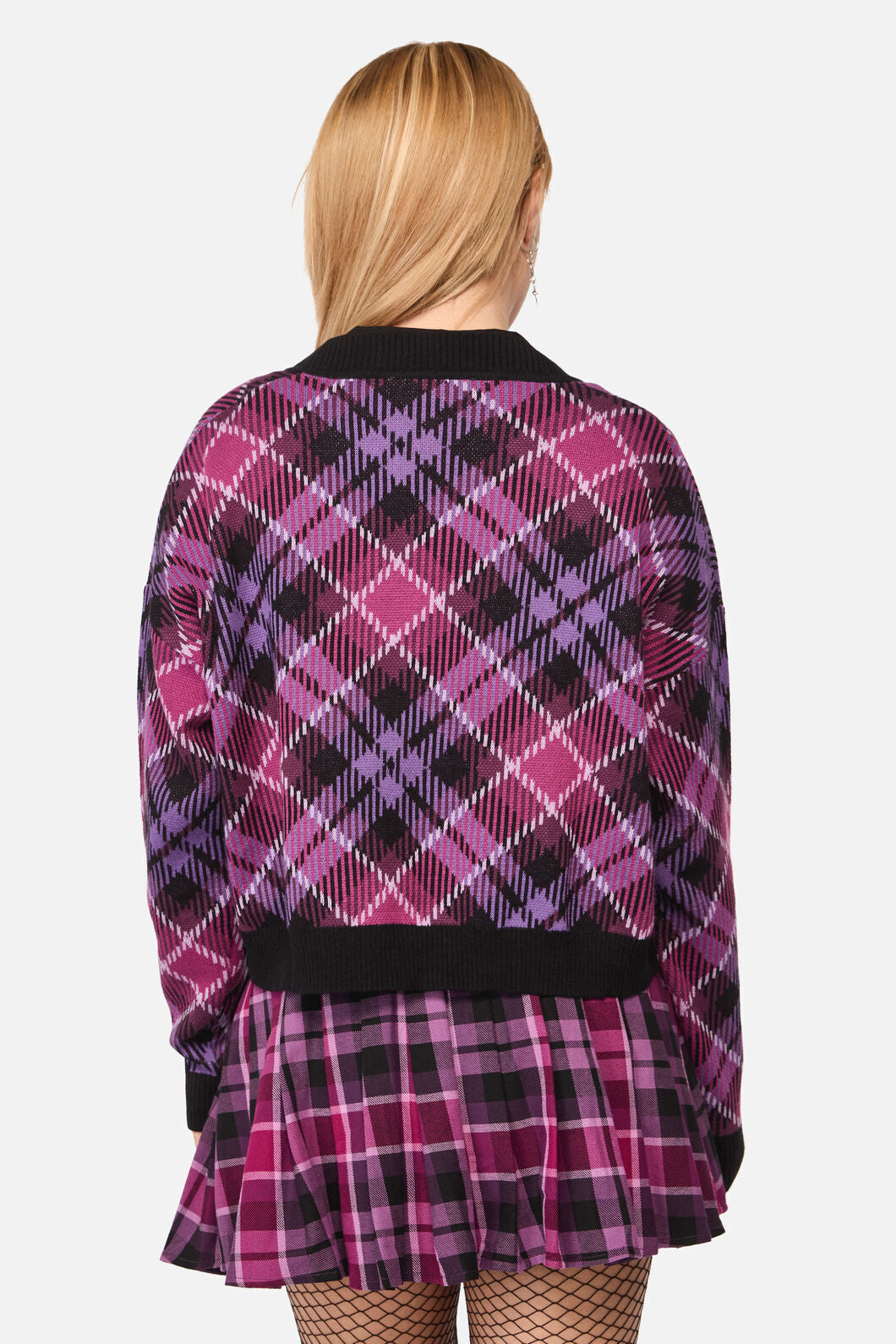 Black Friday - Predictions Tartan Cardigan - plum-black